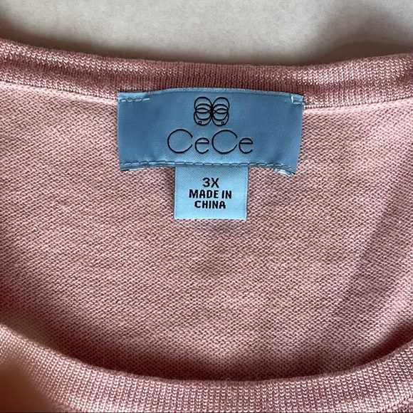 CECE LIGHT PINK SWEATER CUT OUT SLEEVES PLUS SIZE 3X - Picture 8 of 9